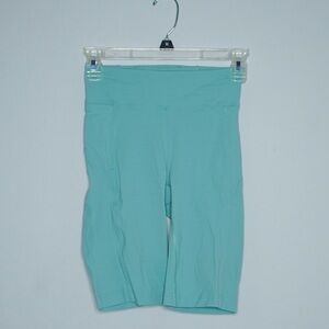 Lululemon Women’s High Waisted Biker Shorts blue w/pockets Athleisure SZ 4